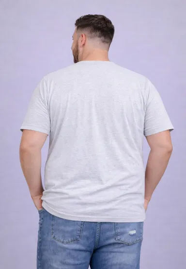 Plus Size Men Charcoal Grey Solid Round Neck Cotton T-Shirt Charcoal Grey  3XL thumbnail 1