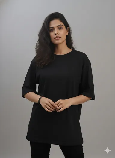 Black Women Oversized Cotton T-Shirt Everyday Casual Round Neck Half Sleeve Loose Fit Tee Comfortable Daily Wear Top for Women Black Oversized Cotton XXL thumbnail 3