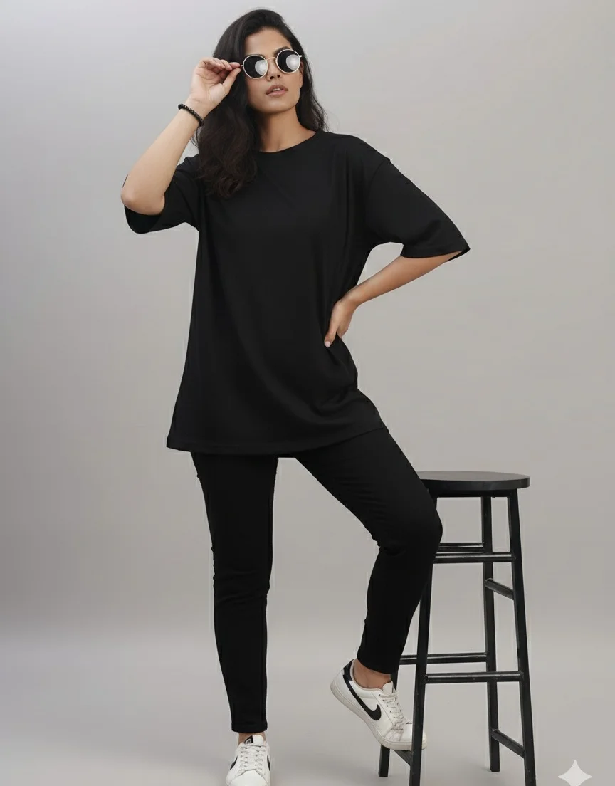 Black Women Oversized Cotton T-Shirt Everyday Casual Round Neck Half Sleeve Loose Fit Tee Comfortable Daily Wear Top for Women Black Oversized Cotton XXL image 3