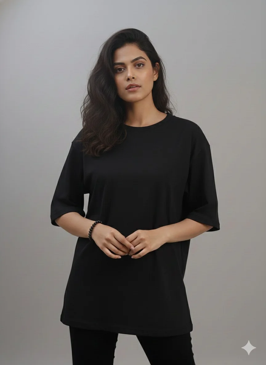 Black Women Oversized Cotton T-Shirt Everyday Casual Round Neck Half Sleeve Loose Fit Tee Comfortable Daily Wear Top for Women Black Oversized Cotton 3XL image 4