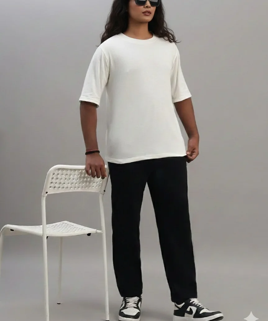 Black Women Oversized Cotton T-Shirt Everyday Casual Round Neck Half Sleeve Loose Fit Tee Comfortable Daily Wear Top for Women Solid Off White XXL image 4