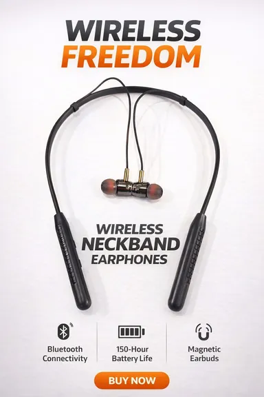 Replug Wireless Neckband Bluetooth Earphones SoundWave Magnetic Sports Earbuds with HD Sound, Deep Bass, Long Battery Life, Fast Charging, Sweat Resistant Wireless Headset for Calls Music Gaming thumbnail 2