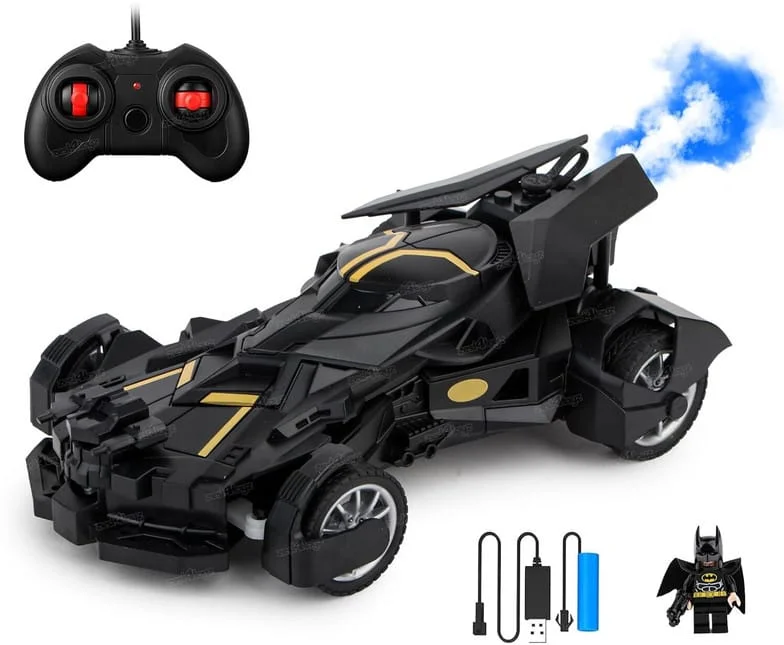 Batman Supercar RC Car with Smoke Effects, LED Lights & USB Rechargeable Battery | Remote Control Batmobile Racing Toy for Kids image 4