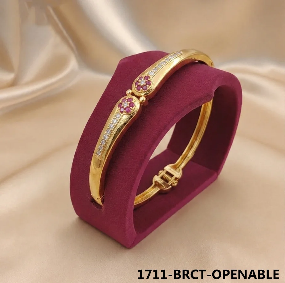 1711-BRCT Openable Gold Plated Floral Bracelet for Women | Traditional Designer Kada Bracelet image 3
