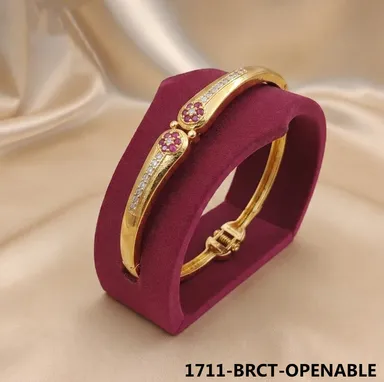 1711-BRCT Openable Gold Plated Floral Bracelet for Women | Traditional Designer Kada Bracelet thumbnail 2