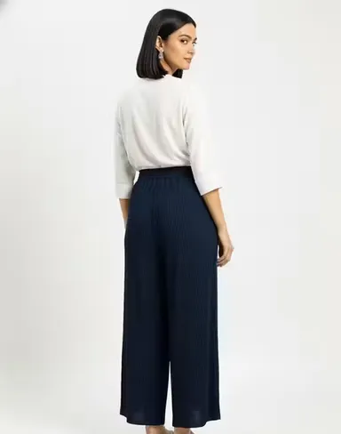 Women's Solid Rayon Palazzo with Drawstring Waist Pack of 3 palazzo pants, M thumbnail 3