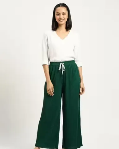 Women's Solid Rayon Palazzo with Drawstring Waist Pack of 3 palazzo pants, L thumbnail 2