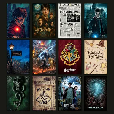 Harry Potter Inspired Wall Art Posters Set of 12 | A4 Size 350 GSM Premium Thick Glossy Paper Prints | Hogwarts Castle, Gryffindor, Slytherin Wizard Magic Theme Room Decor for Bedroom, Dorm, Office & Gifts thumbnail 3