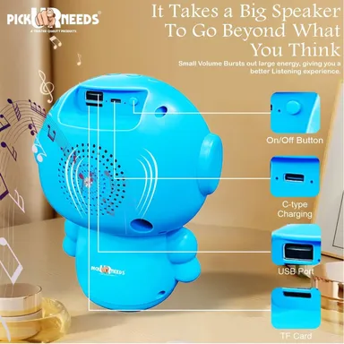 Portable Astronaut Wireless Bluetooth Speaker with RGB LED Lights, 1200mAh Battery & Deep Bass Sound thumbnail 1