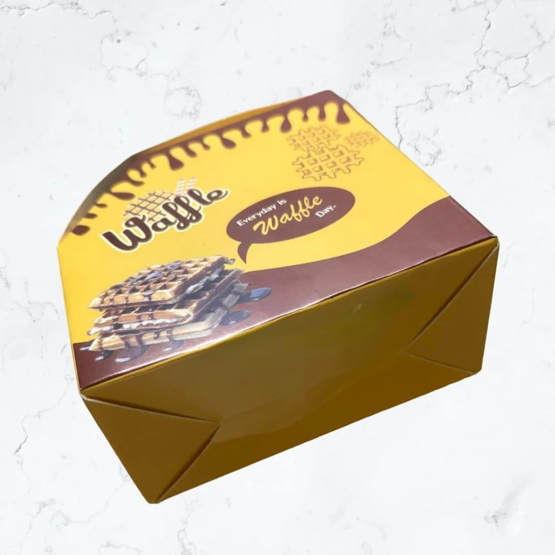 Waffle Box Pack of 50 Multicolour Printed Food Packaging Boxes for Waffles & Desserts image 2