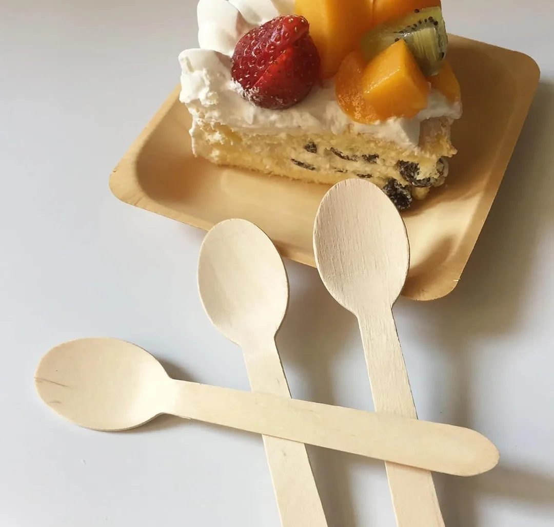 Wooden Spoons Pack of 100. Eco-friendly, biodegradable, sturdy and food-safe wooden cutlery for parties, catering, picnics and events. image 4