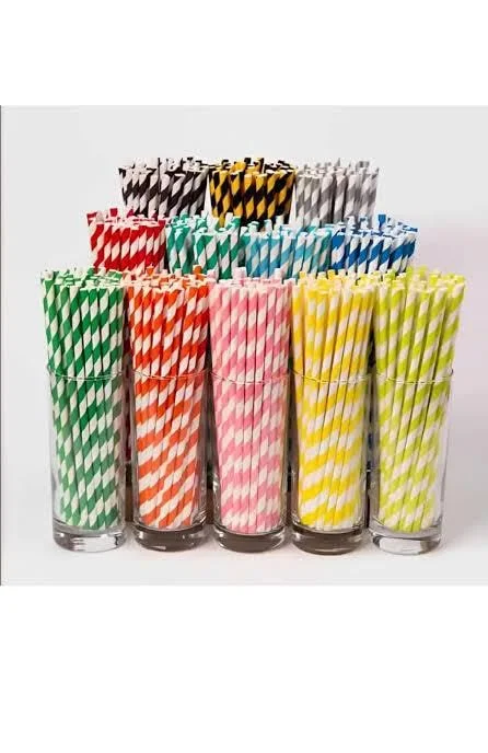 Multicolour Paper Straws Pack of 100 | Eco-Friendly Drinking Straws image 3