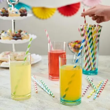 Multicolour Paper Straws Pack of 100 | Eco-Friendly Drinking Straws thumbnail 1