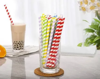 Multicolour Paper Straws Pack of 100 | Eco-Friendly Drinking Straws thumbnail 3