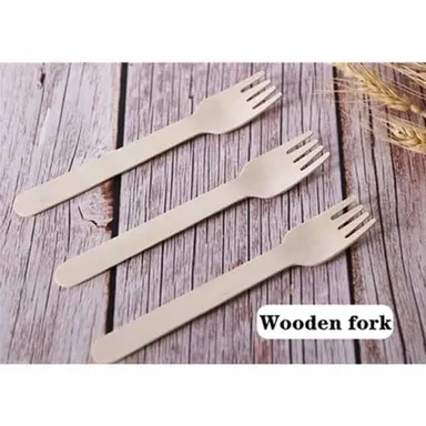Wooden Disposable Fork Pack of 100 | Biodegradable Cutlery for Parties & Catering thumbnail 1