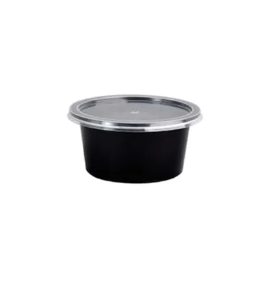 Round Plastic Food Container with Lid – Black 100ml for Takeaway & Food Delivery Black 160 ML thumbnail 1