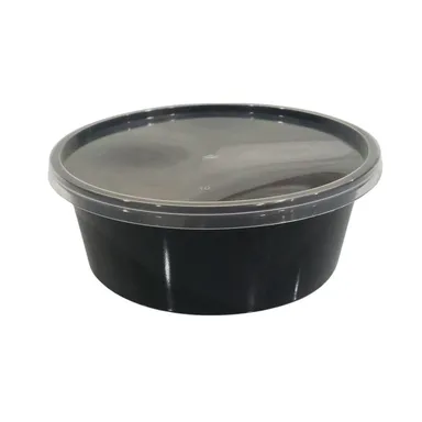  Black Round Plastic Food Container with Lid or a 300 ml Microwaveable Round Container. 300ml – Black 350 ML thumbnail 1