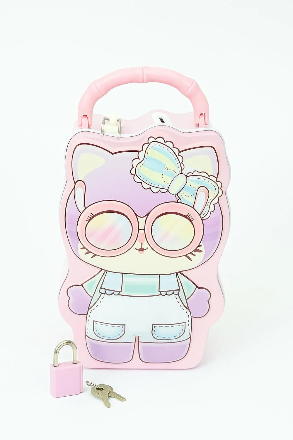 Kitty Theme Metal Money Bank with Lock & Key | Cute Pink Savings Box for Kids, Durable Coin Storage Piggy Bank Gift for Girls image 3