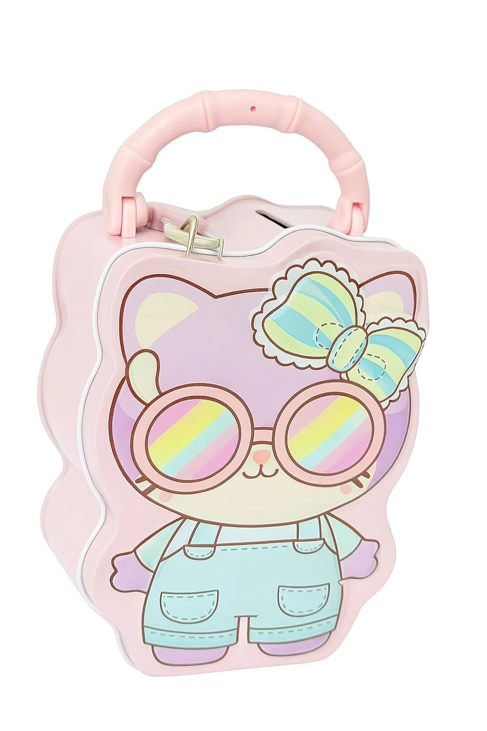 Kitty Theme Metal Money Bank with Lock & Key | Cute Pink Savings Box for Kids, Durable Coin Storage Piggy Bank Gift for Girls image 2