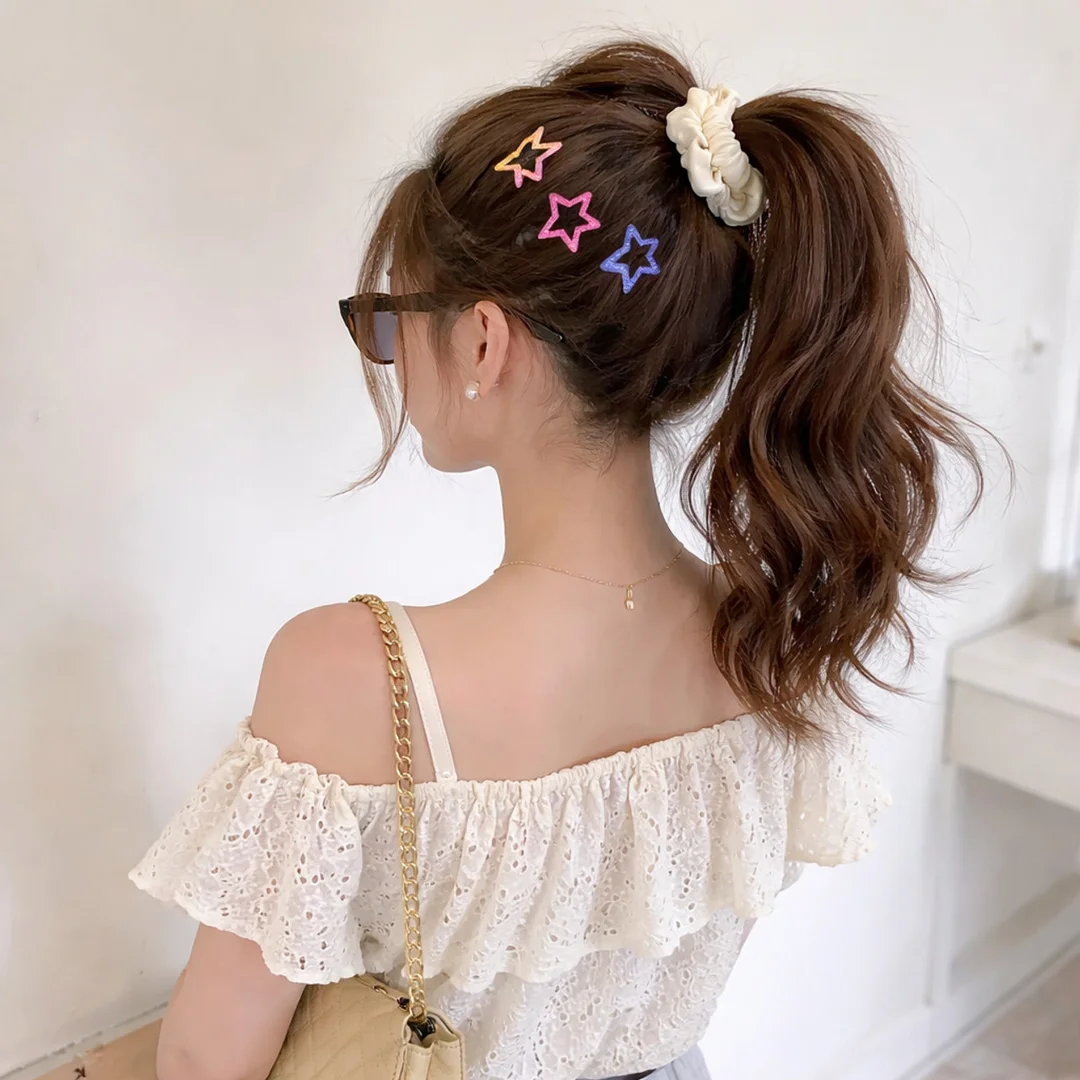 HARSHASS Women & Girls Multi-Color Scrunchies & Star Pin Hair Accessory Set Pastel Multi-Color 22 image 3