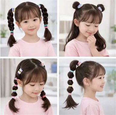HARSHASS 100 Multicolor Hair Rubber Bands for Girls | Soft Elastic Ponytail Holders Pack Multicolor Pack of 100 Free Size thumbnail 2