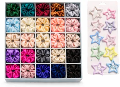 Multi-Color Satin Scrunchies & Star Hair Clips Hair Accessories Set Multi-Color Satin Scrunchies & Star Hair Clips 22 thumbnail 2