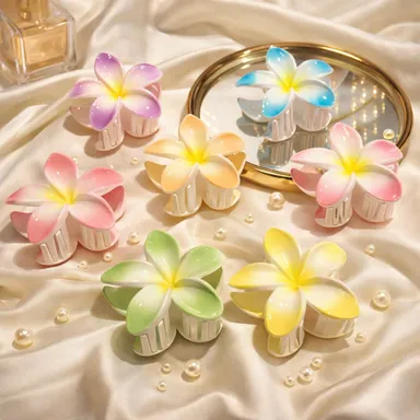 Flower Hair Claw Clips Set | Vibrant Gradient Finish Elegant Hair Accessories for Women Flower Hair Claw Clips Set Free Size thumbnail 3
