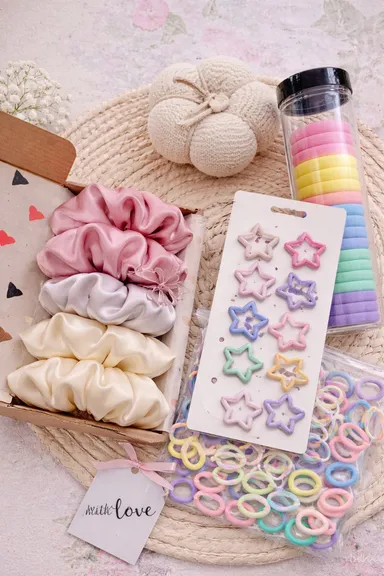Hair Accessories Combo Set | Satin Scrunchies, Hair Bands & Hair Clips for Girls & Women115 Hair Accessories Combo Set135 135 thumbnail 1