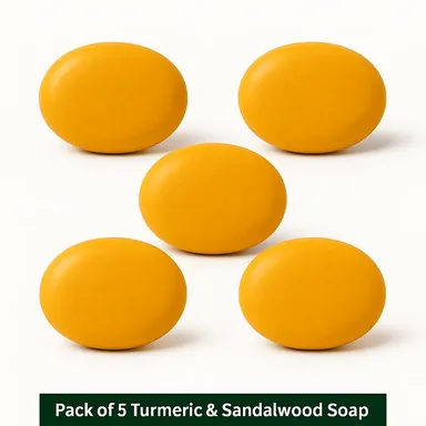 Haldi Chandan Soap Pack of 5 (100g Each) | Natural Herbal Bath Soap thumbnail 2