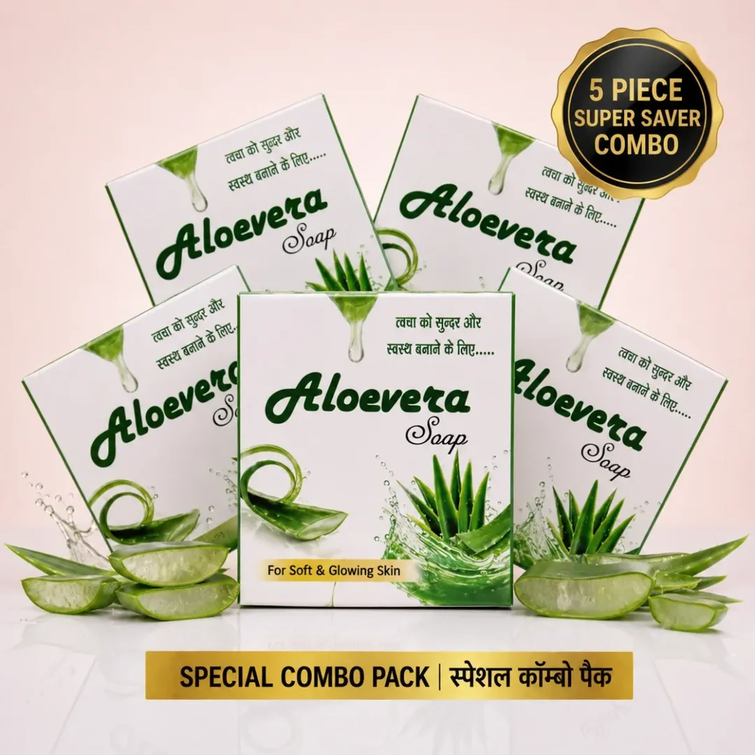 Gautmi Natural Aloe Vera Soap Pack of 5 100g Each|Handmade Herbal Bathing Soap with Pure Aloe Vera Extract for Soft, Moisturized and Healthy Skin image 4