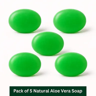 Gautmi Natural Aloe Vera Soap Pack of 5 100g Each|Handmade Herbal Bathing Soap with Pure Aloe Vera Extract for Soft, Moisturized and Healthy Skin thumbnail 2
