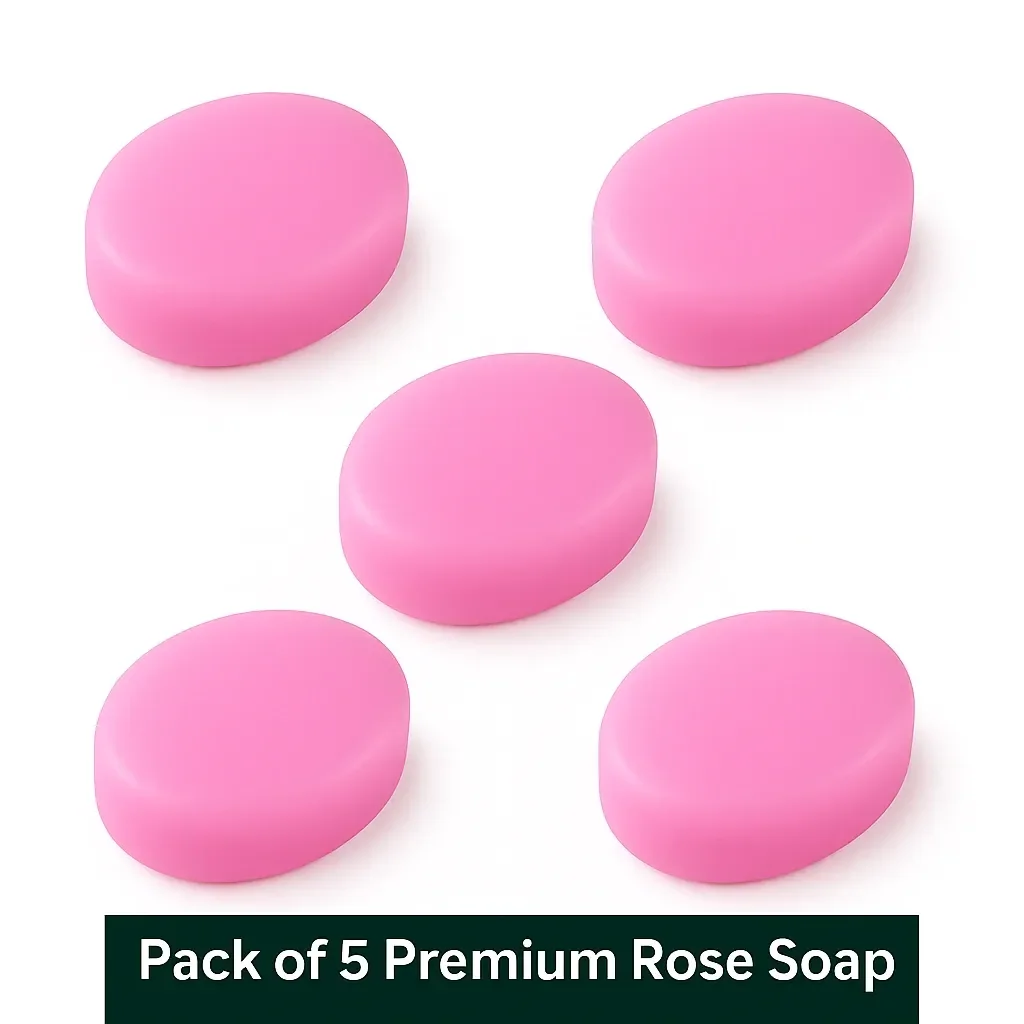 Royal Rose Soap Pack of 5 100 Gram Each | Premium Natural Rose Fragrance Bathing Soap Bars for Soft, Smooth and Fresh Skin | Handmade Daily Use Beauty Soap for Men and Women image 2