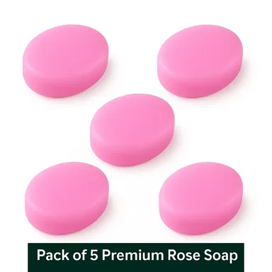 Royal Rose Soap Pack of 5 100 Gram Each | Premium Natural Rose Fragrance Bathing Soap Bars for Soft, Smooth and Fresh Skin | Handmade Daily Use Beauty Soap for Men and Women thumbnail 1