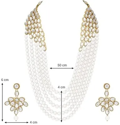 Elegant Alloy Gold-Plated White Jewellery Set for Women & Girls | Traditional Party Wear, Wedding & Festive Designer Necklace Set with Matching Earrings thumbnail 3
