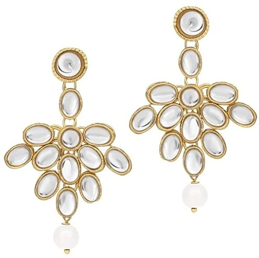 Elegant Alloy Gold-Plated White Jewellery Set for Women & Girls | Traditional Party Wear, Wedding & Festive Designer Necklace Set with Matching Earrings image 3