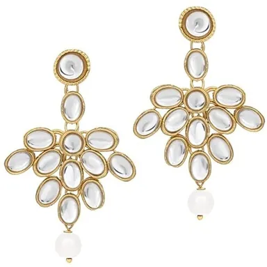 Elegant Alloy Gold-Plated White Jewellery Set for Women & Girls | Traditional Party Wear, Wedding & Festive Designer Necklace Set with Matching Earrings thumbnail 2