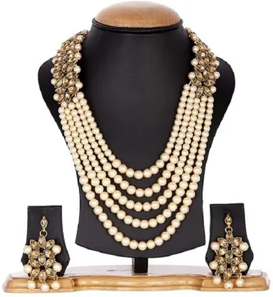 Gold Plated Jewellery Set for Women | Elegant Lightweight Necklace and Earring Set thumbnail 1
