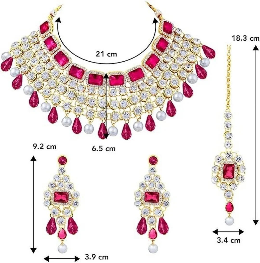 gold plated jewellery set, pink white jewellery set, bridal jewellery set, imitation jewellery set, NIVAAN Creation jewellery, party wear jewellery set, women jewellery set image 2