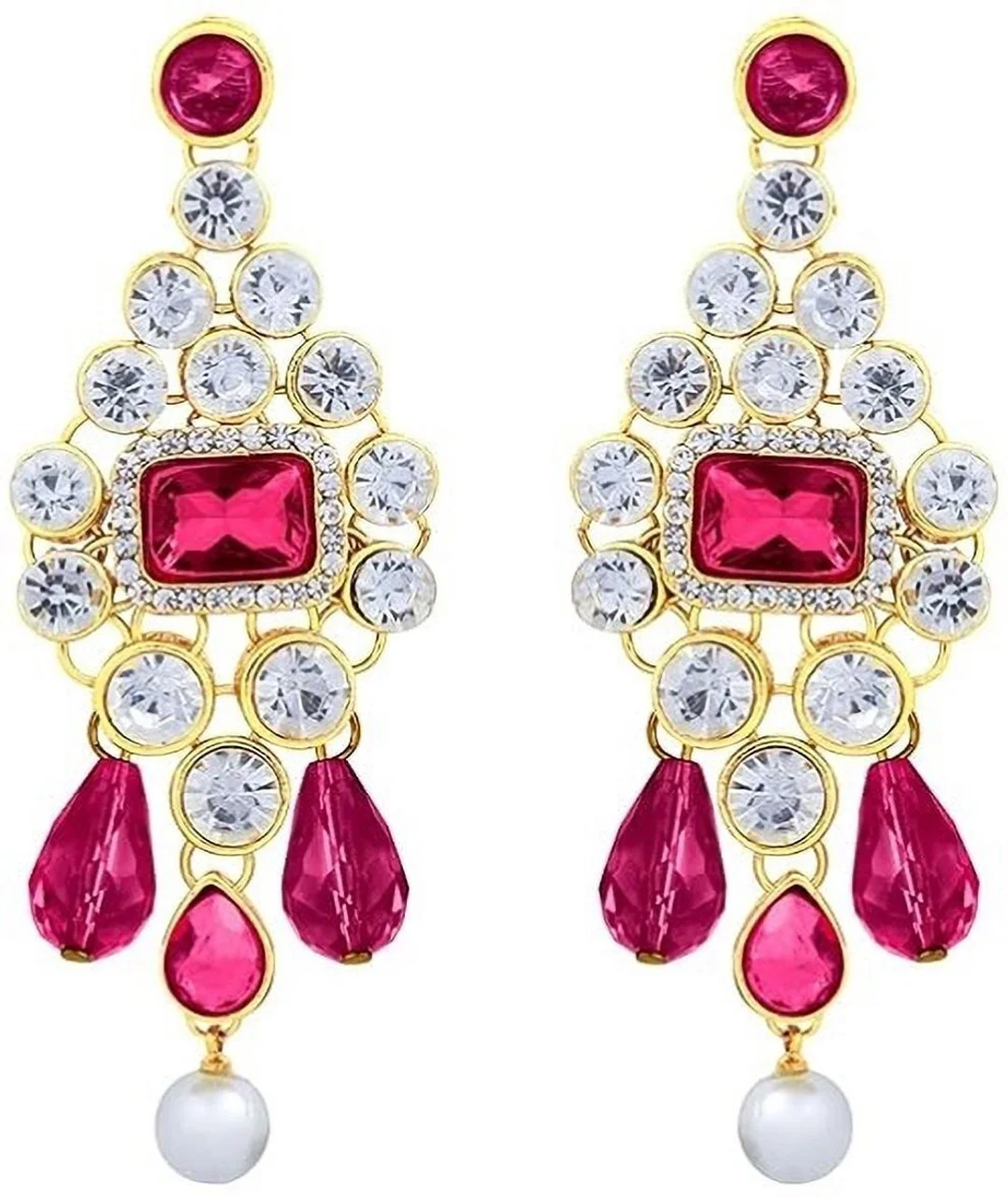 gold plated jewellery set, pink white jewellery set, bridal jewellery set, imitation jewellery set, NIVAAN Creation jewellery, party wear jewellery set, women jewellery set image 3