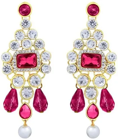 gold plated jewellery set, pink white jewellery set, bridal jewellery set, imitation jewellery set, NIVAAN Creation jewellery, party wear jewellery set, women jewellery set thumbnail 2