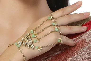 Elegant Gold Plated Alloy Crystal Studded Designer Bracelet Set for Women and Girls | Fashion Jewellery for Party Wear, Wedding Wear and Daily Use Stylish Accessories thumbnail 3