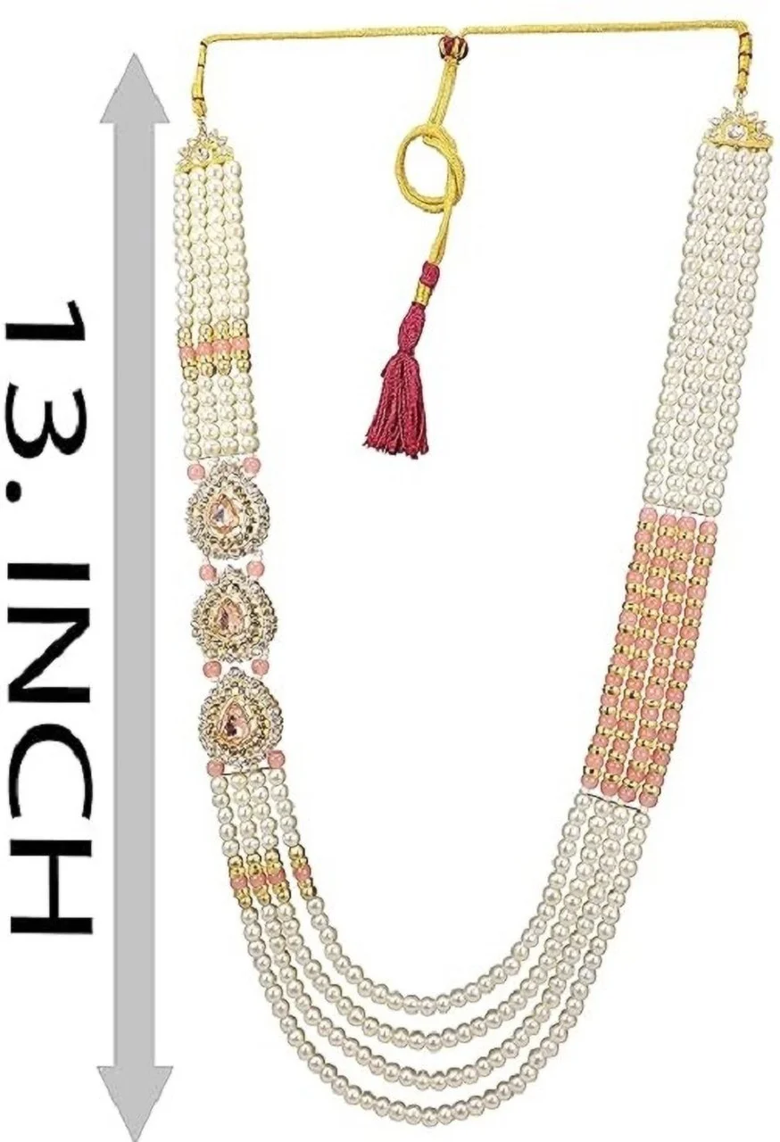Gold Plated Pink & White Jewellery Set for Women | Alloy Designer Ethnic Wear Set image 2