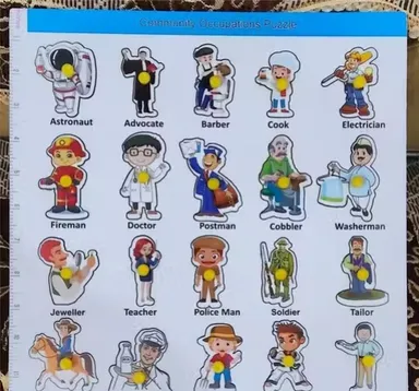 Wooden Community Helper Occupation Puzzle Board for Kids Learning & Recognition | 12x12 Inch Educational Worker Puzzle Toy thumbnail 1