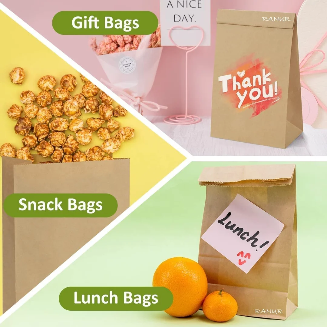 Brown Kraft Paper Bags 10x5x3 Inch Pack of 50 Grocery & Retail Bags image 5