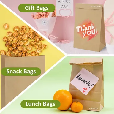 Brown Kraft Paper Bags 10x5x3 Inch Pack of 50 Grocery & Retail Bags thumbnail 4