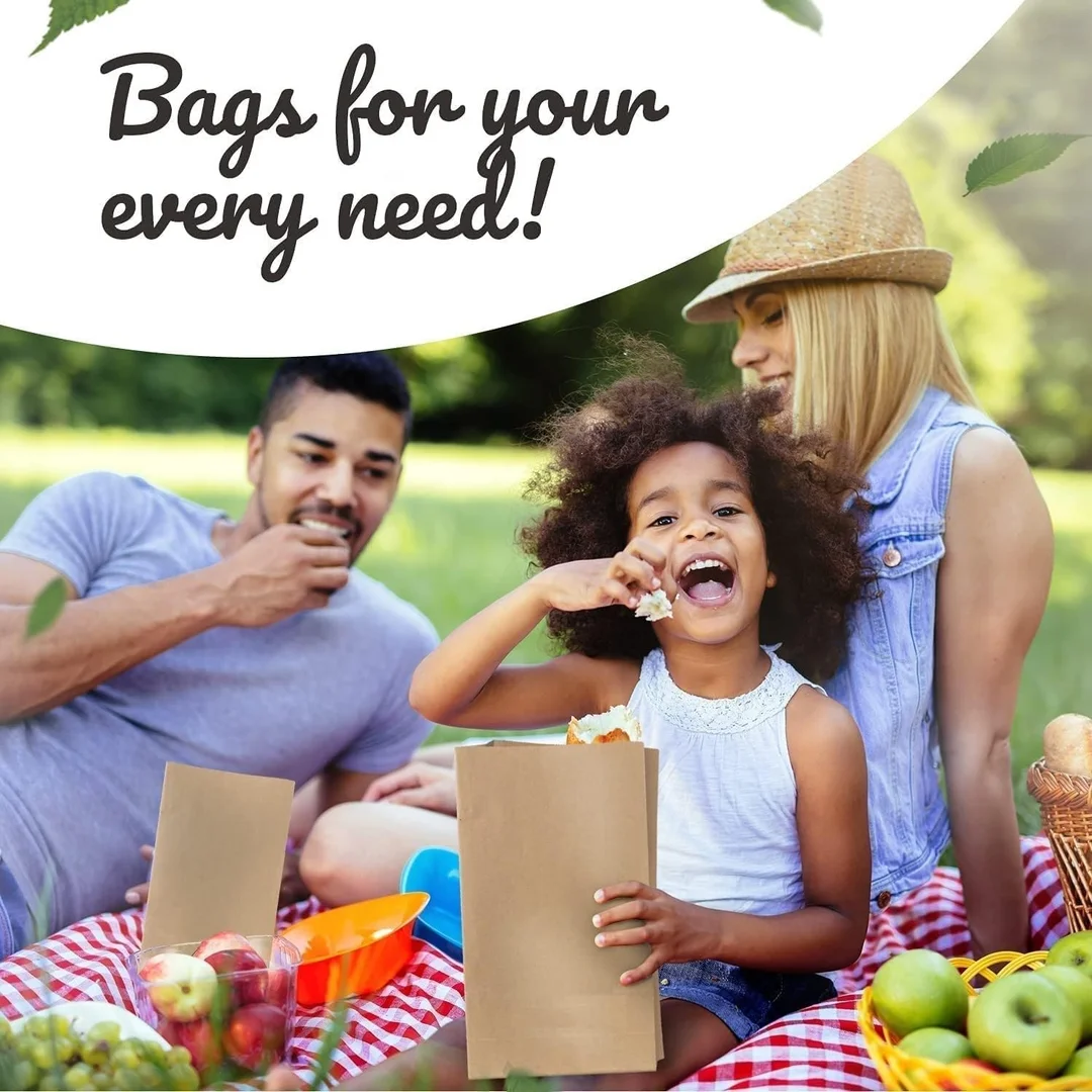 Brown Kraft Paper Bags 10x5x3 inch Pack of 100. Durable, eco-friendly shopping bags ideal for grocery stores, retail packaging, gifts and takeaway use. image 2