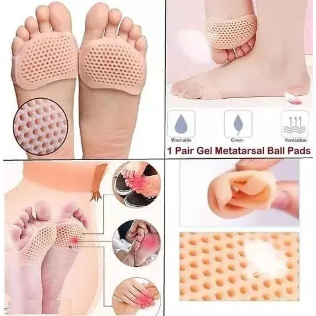 Silicone Metatarsal Pads for Women & Men, Forefoot Cushion with Honeycomb Design, Ball of Foot Support Pads, Beige (1 Pair) image 3