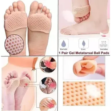Silicone Metatarsal Pads for Women & Men, Forefoot Cushion with Honeycomb Design, Ball of Foot Support Pads, Beige (1 Pair) thumbnail 2