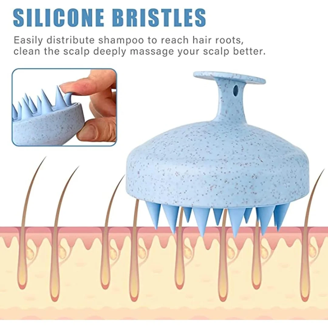 Scalp Massager with Soft Silicone Bristles Shampoo Hair Brush Blue Pack of 2 image 3