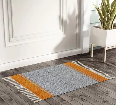 HOME Hand Woven Cotton Multicolor Small Rug 16x24 Inch | Machine Washable, Organic Cotton, Combo Pack of 4 thumbnail 1